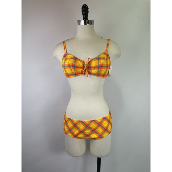 Vintage 60s NWT yellow plaid bikini set‎ - Picture 2 of 12